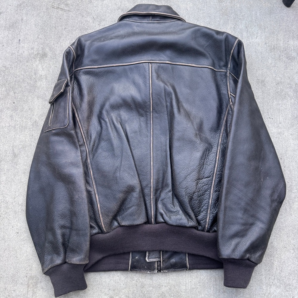 Vintage Levi Strauss Mens Leather Bomber Flight Jacket Brown Size M NWOT - Picture 8 of 8